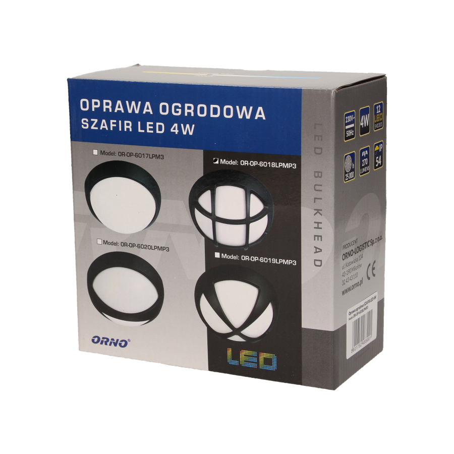 SZAFIR LED 4W, oprawa ogrodowa, 270lm, IP54, 3000K, kratka