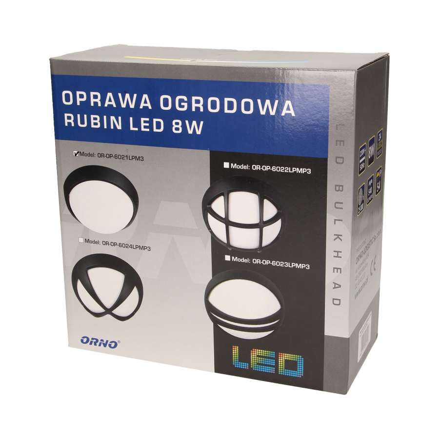 RUBIN LED 8W, oprawa ogrodowa, 540lm, IP54, 3000K, gładka