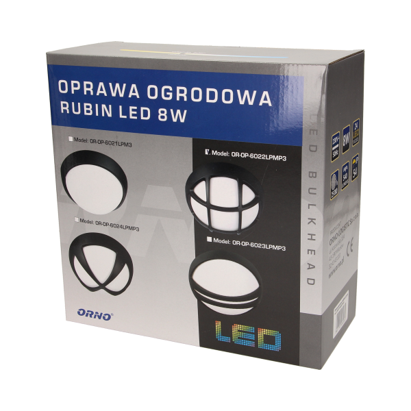RUBIN LED 8W, oprawa ogrodowa, 540lm, IP54, 3000K, kratka
