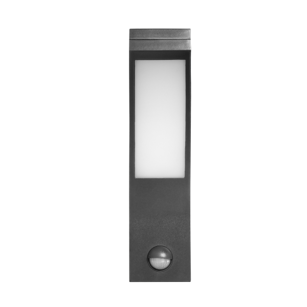 PIRYT LED 10W garden luminaire with PIR motion sensor, 140°, 850lm, IP54, 4000K, grey
