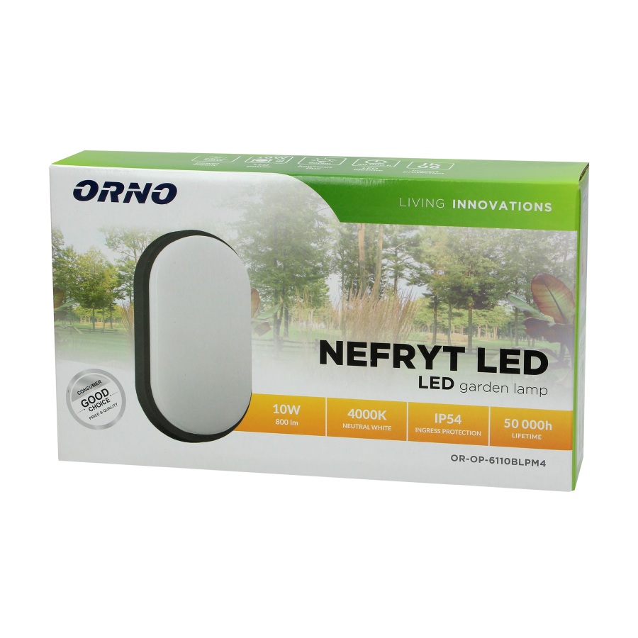 NEFRYT LED 10W, oprawa ogrodowa, 800lm, IP54, 4000K, czarna