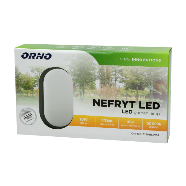 NEFRYT LED 10W, oprawa ogrodowa, 800lm, IP54, 4000K, czarna