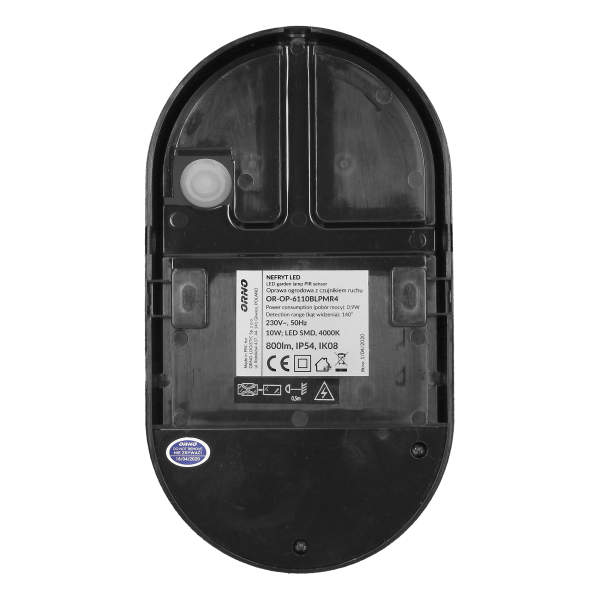 NEFRYT LED 10W, oprawa ogrodowa z czujnikiem ruchu, 800lm, IP54, 4000K, czarna