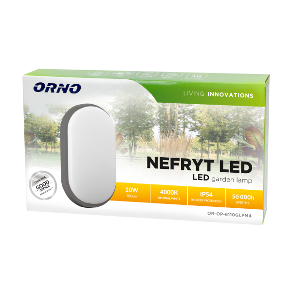 NEFRYT LED 10W, garden luminaire, 800lm, IP54, 4000K, grey