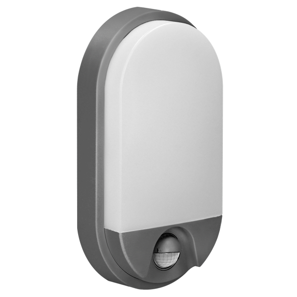 NEFRYT LED 10W, oprawa ogrodowa z czujnikiem ruchu, 800lm, IP54, 4000K, szara