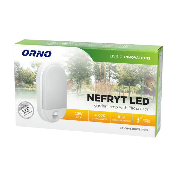 LED garden lamp NEFRYT, 10W, with motion sensor