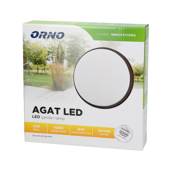 AGAT LED 10W, oprawa ogrodowa, 800lm, IP54, 4000K, czarna