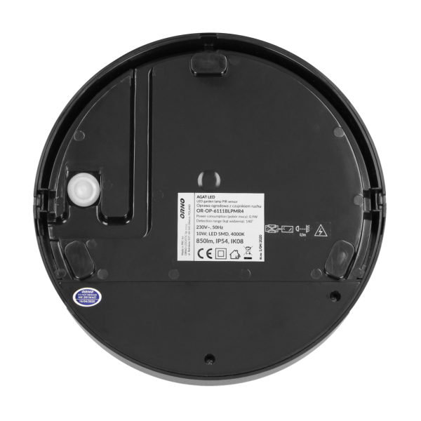 AGAT LED 10W, oprawa ogrodowa z czujnikiem ruchu, 140st, 800lm, IP54, 4000K, czarna