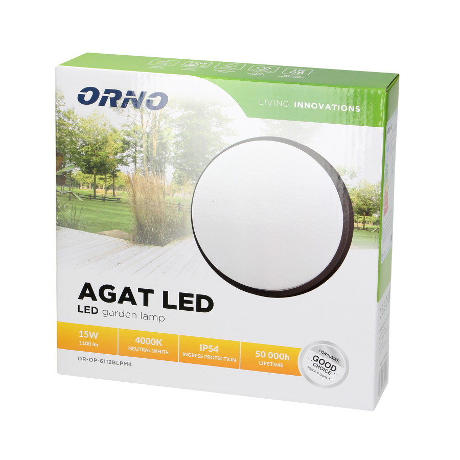 AGAT LED 15W, oprawa ogrodowa, 1100lm, IP54, 4000K, czarna