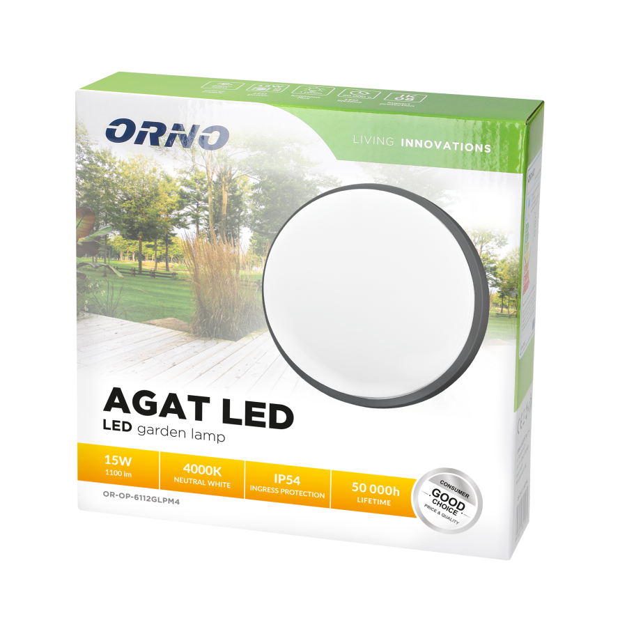 AGAT LED 15W, garden luminaire, 1100lm, IP54, 4000K, grey