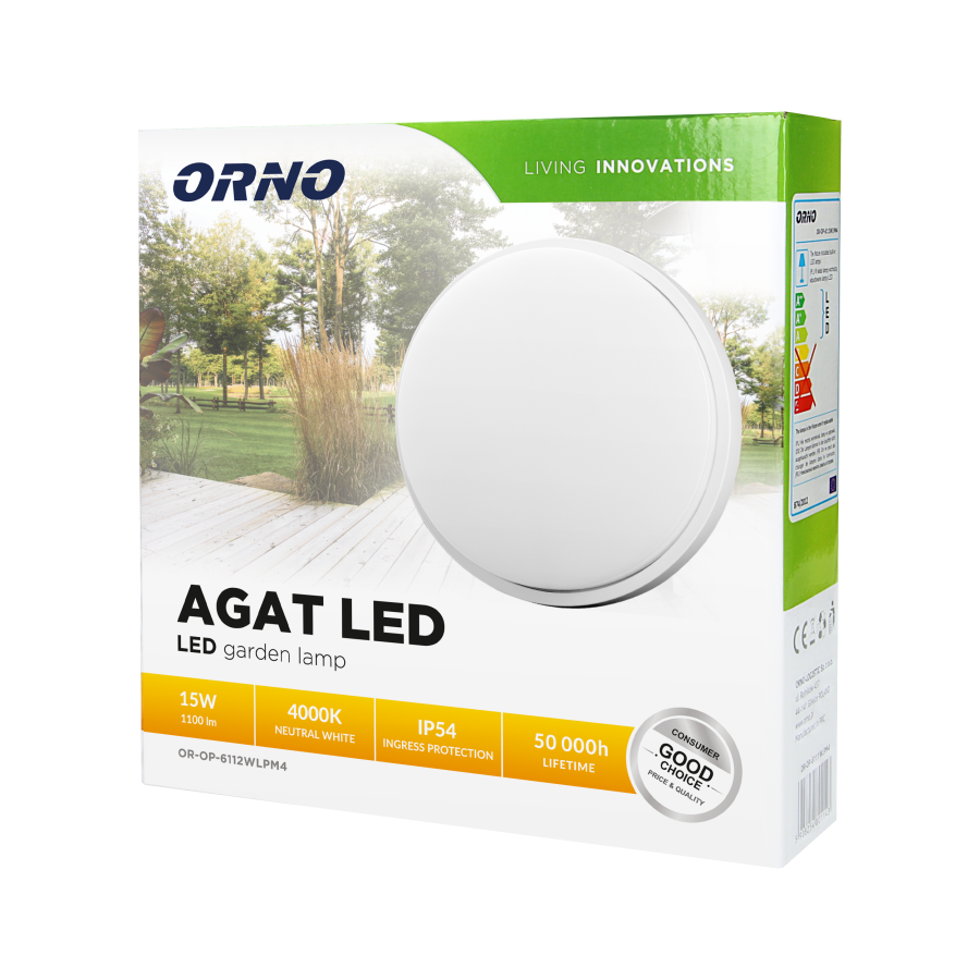 AGAT LED garden lamp, 15W, white