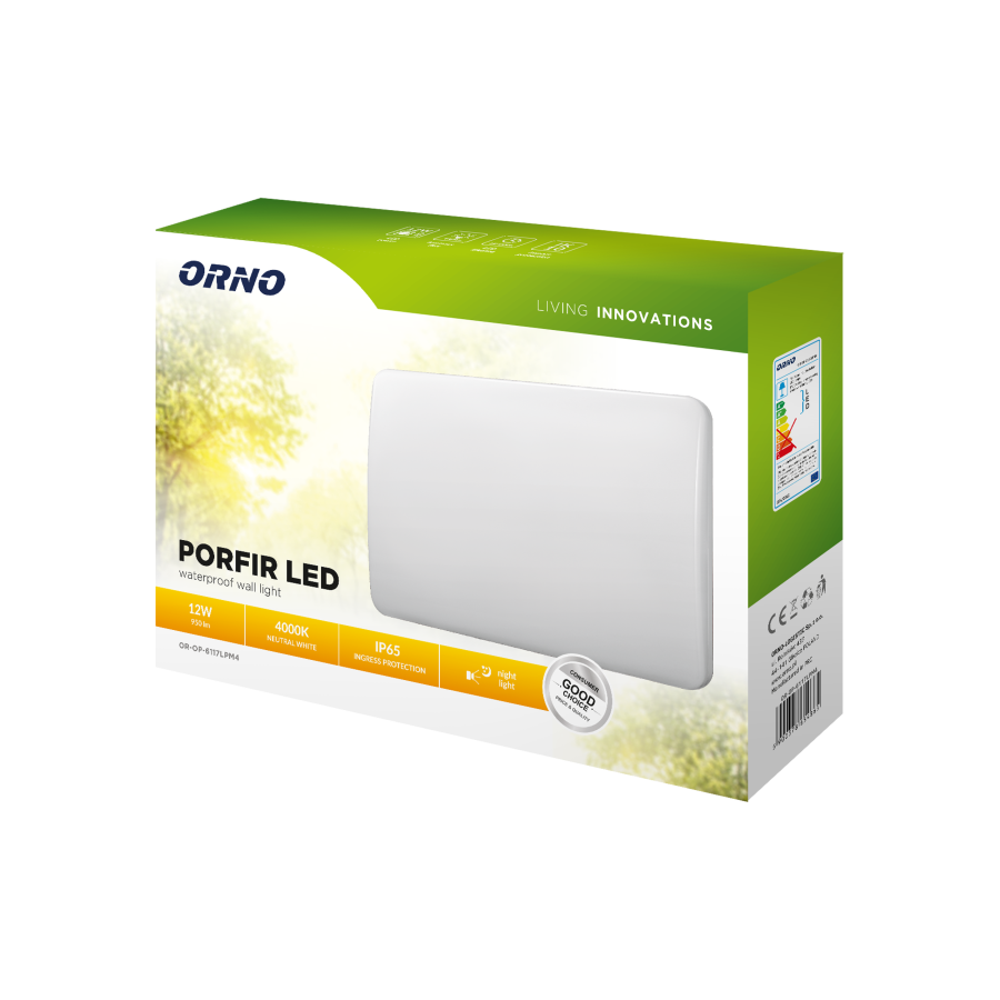 PORFIR LED 12W, oprawa oświetleniowa z numerem domu, 950lm, IP65, 4000K, IK10