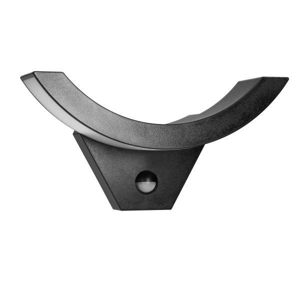 SPINEL LED 10W garden luminaire with PIR motion sensor, 140°, 800lm, IP54, 4000K, IK10, black