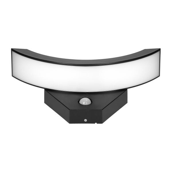 SPINEL LED 10W garden luminaire with PIR motion sensor, 140°, 800lm, IP54, 4000K, IK10, black