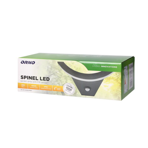 SPINEL LED 10W garden luminaire with PIR motion sensor, 140°, 800lm, IP54, 4000K, IK10, grey