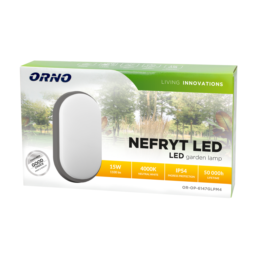 NEFRYT LED 15W, garden luminaire, 1100lm, IP54, 4000K, grey