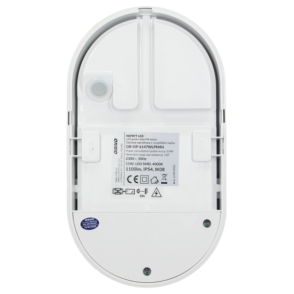 NEFRYT LED garden lamp with PIR sensor, 15W, white