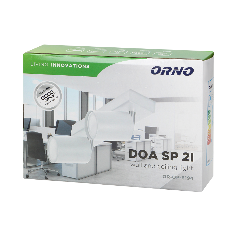 DOA SP 2l wall and ceiling light, GU10, max. 2x50W, IP20, white