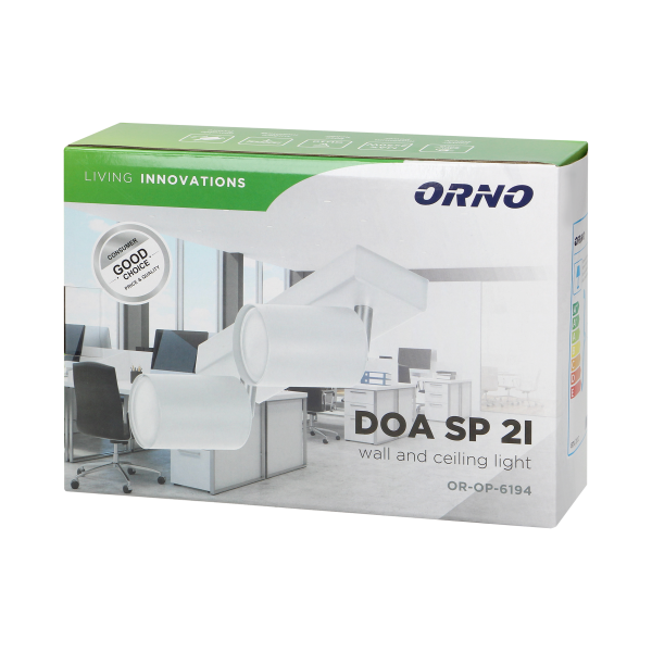 DOA SP 2l wall and ceiling light, GU10, max. 2x50W, IP20, white