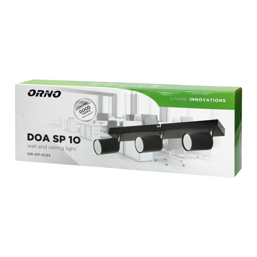 DOA SP 3I, oprawa ścienno-sufitowa, GU10 max. 3x50W, IP20, czarna