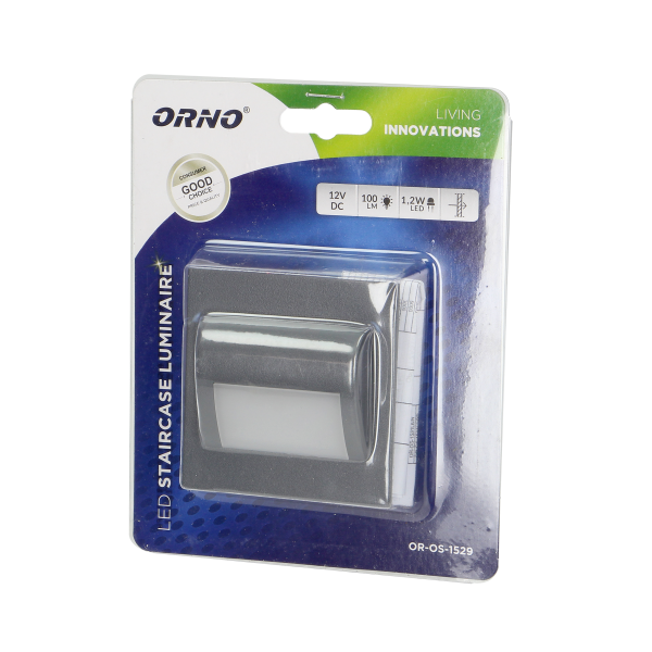 DRACO LED 1,2W, oprawa schodowa podtynkowa, 12V DC, 100lm, 3000K, grafit