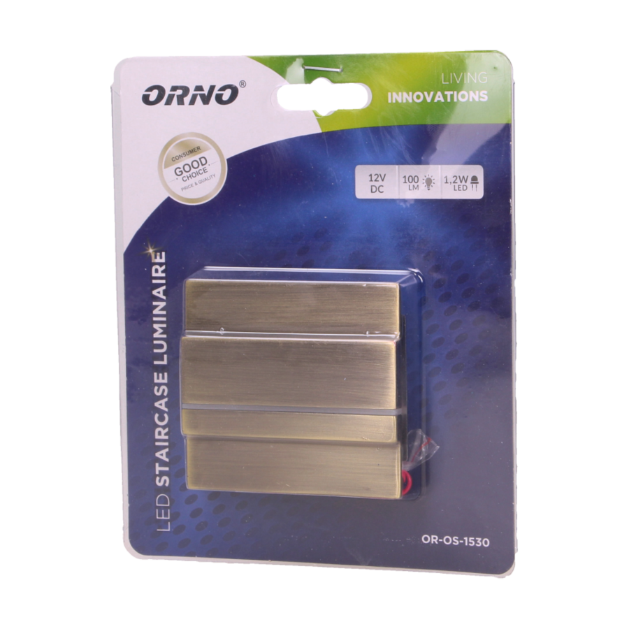 LED staircase luminaire CYGNUS, 3000K, brass