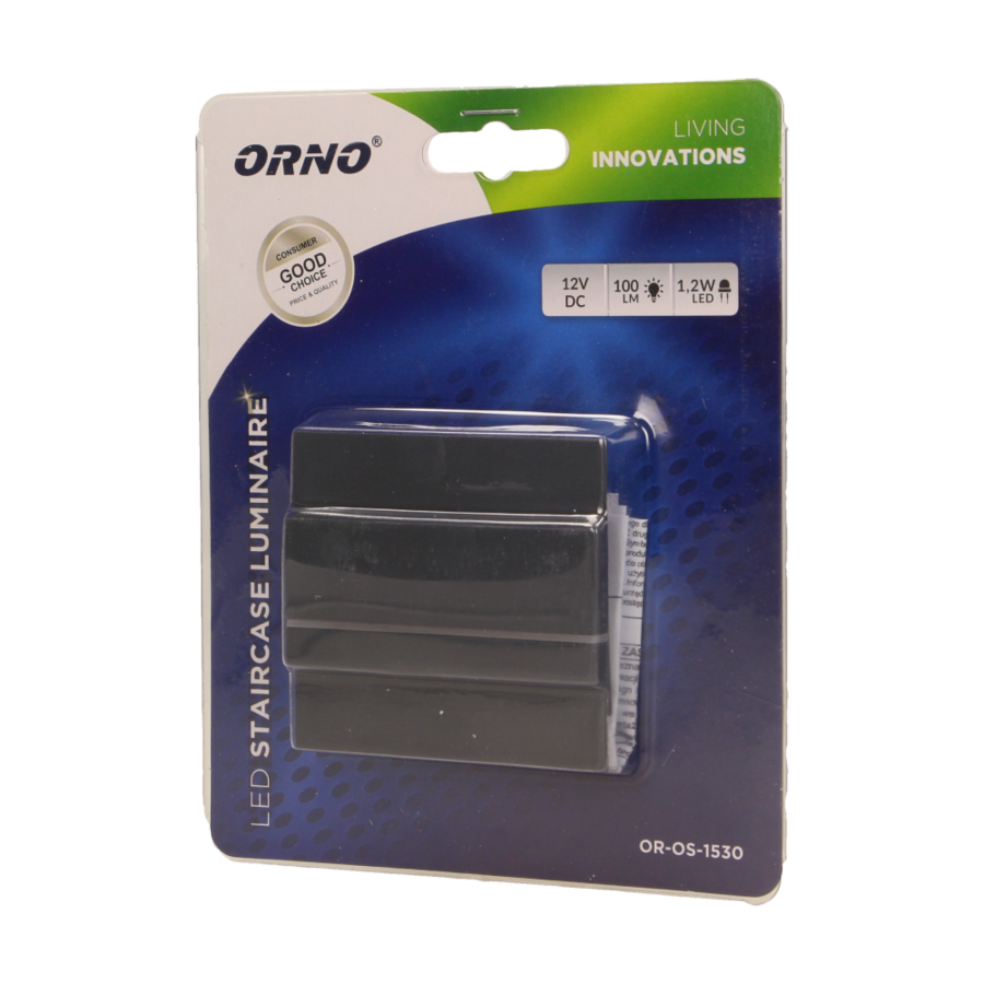 CYGNUS LED 1,2W, oprawa schodowa natynkowa, 12V DC, 100lm, 3000K, grafit