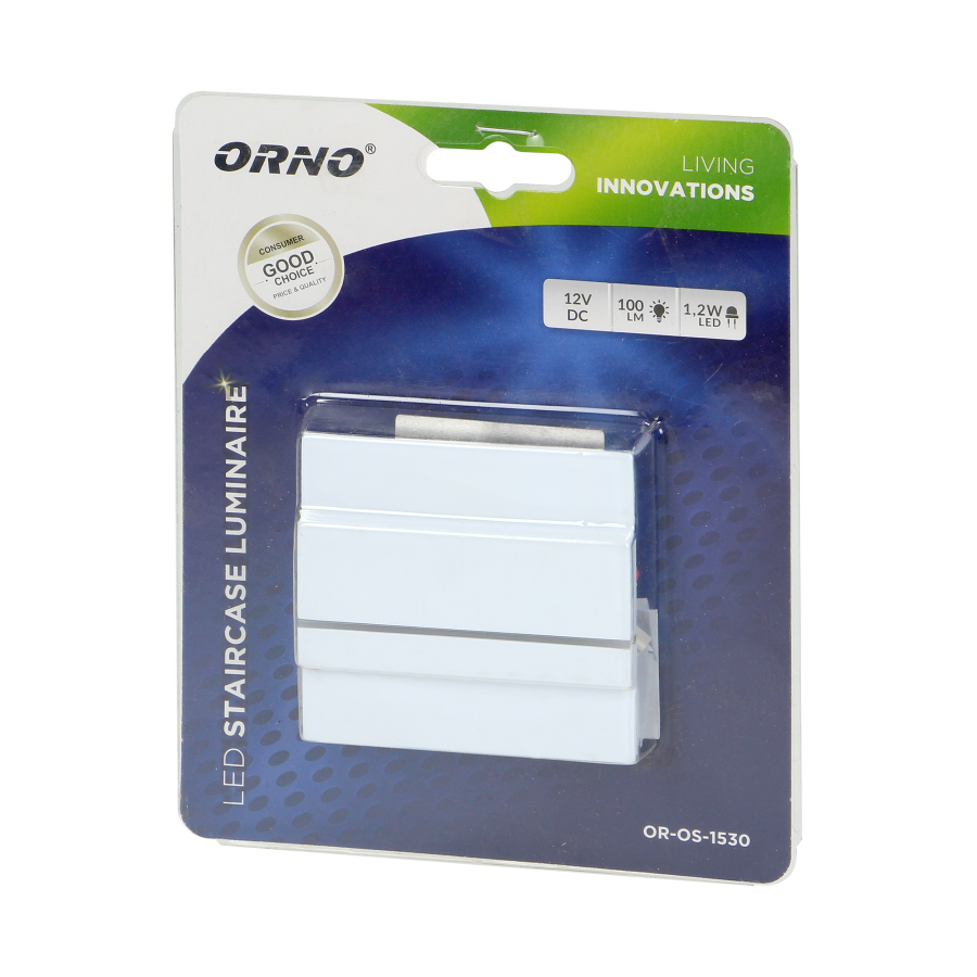 CYGNUS LED 1,2W, oprawa schodowa natynkowa, 12V DC, 100lm, 3000K, biała