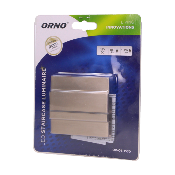 CYGNUS LED 1,2W, oprawa schodowa natynkowa, 12V DC, 100lm, 6000K, satyna