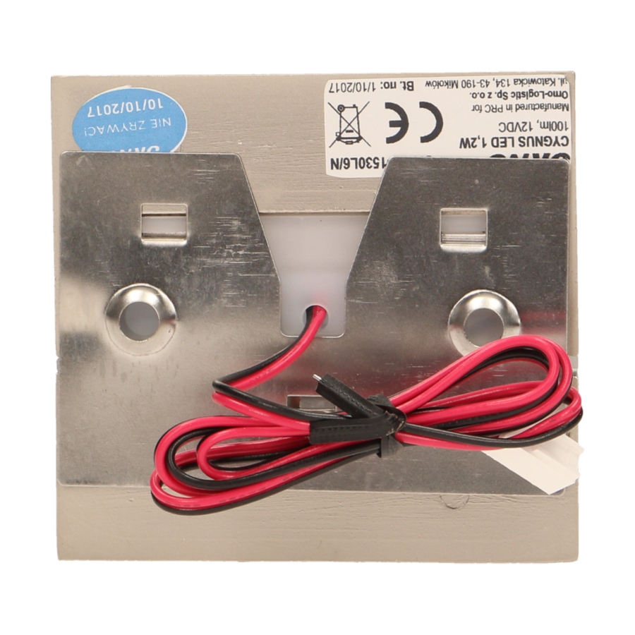 CYGNUS LED 1,2W, oprawa schodowa natynkowa, 12V DC, 100lm, 6000K, satyna