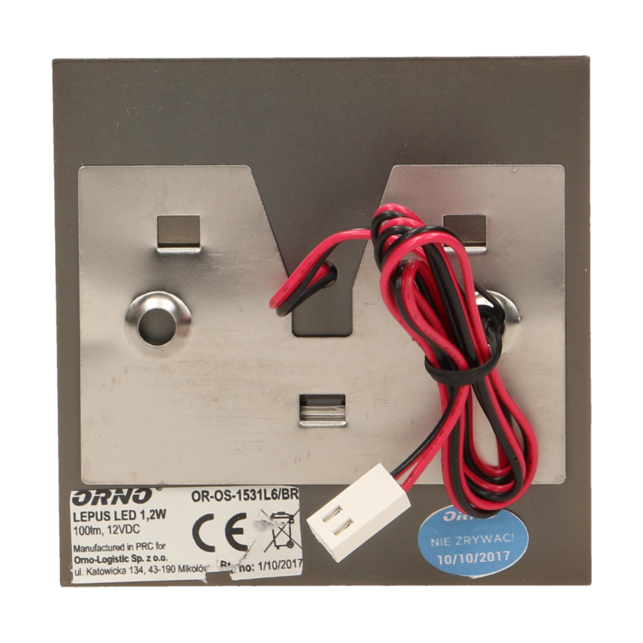 LEPUS LED 1,2W, oprawa schodowa natynkowa, 12V DC, 100lm, 3000K, mosiądz