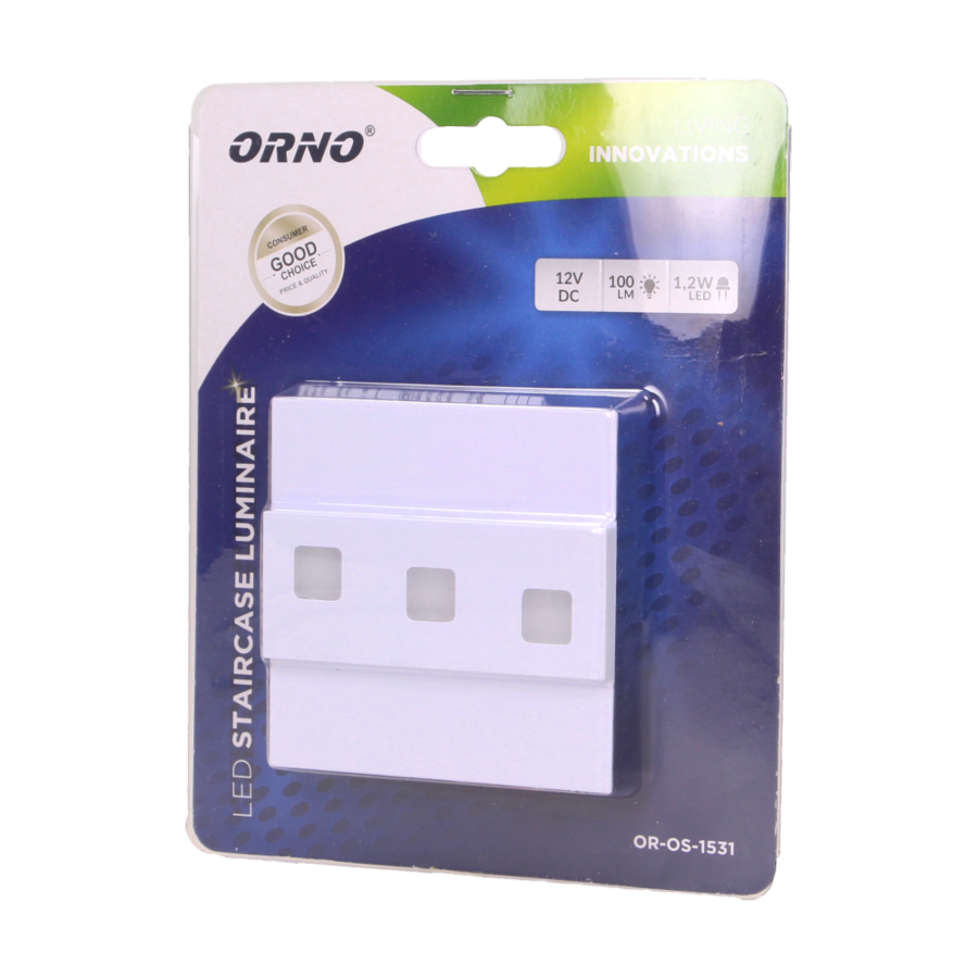 LEPUS LED 1,2W, oprawa schodowa natynkowa, 12V DC, 100lm, 6000K, biała