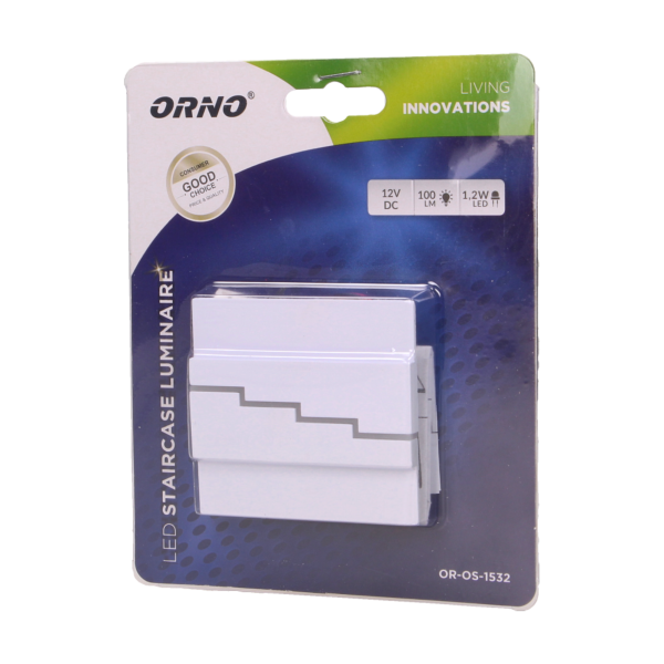 LYNX LED 1,2W, oprawa schodowa natynkowa, 12V DC, 100lm, 3000K, biała