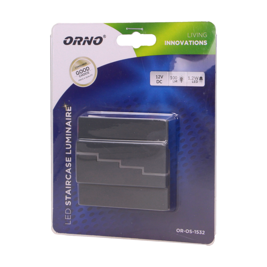 LYNX LED 1,2W, oprawa schodowa natynkowa, 12V DC, 100lm, 6000K, grafit