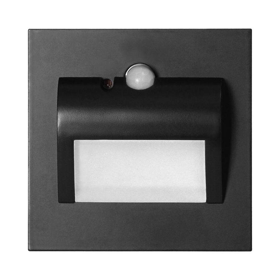 DRACO LED NEW 1,5W, oprawa schodowa podtynkowa, 12VDC, 30lm, 3000K, czarny, czujnik ruchu i zmierzchu