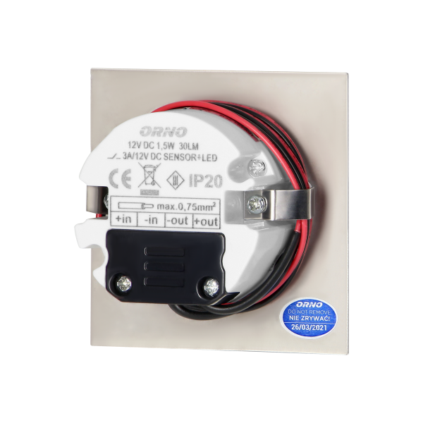 DRACO LED NEW 1,5W, oprawa schodowa podtynkowa, 12VDC, 30lm, 3000K, satyna, czujnik ruchu i zmierzchu