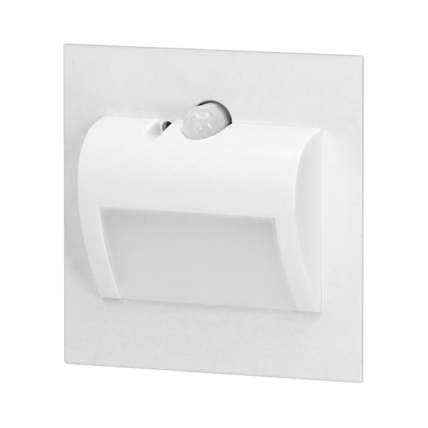 DRACO LED NEW 1.5W, flush-mounted staircase luminaire, 12VDC, 30lm, 3000K, white, twilight and motion sensor