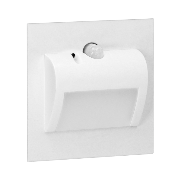 DRACO LED NEW 1,5W, oprawa schodowa podtynkowa, 12VDC, 30lm, 3000K, biała, czujnik ruchu i zmierzchu