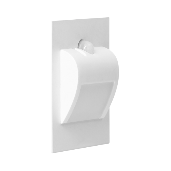 DRACO LED NEW 1,5W, oprawa schodowa podtynkowa, 12VDC, 30lm, 3000K, biała, czujnik ruchu i zmierzchu