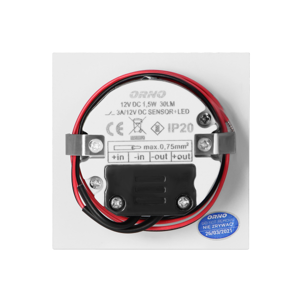 DRACO LED NEW 1,5W, oprawa schodowa podtynkowa, 12VDC, 30lm, 3000K, biała, czujnik ruchu i zmierzchu