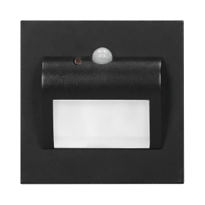 DRACO LED NEW 1.5W, flush-mounted staircase luminaire, 12VDC, 30lm, 6000K, black, twilight and motion sensor
