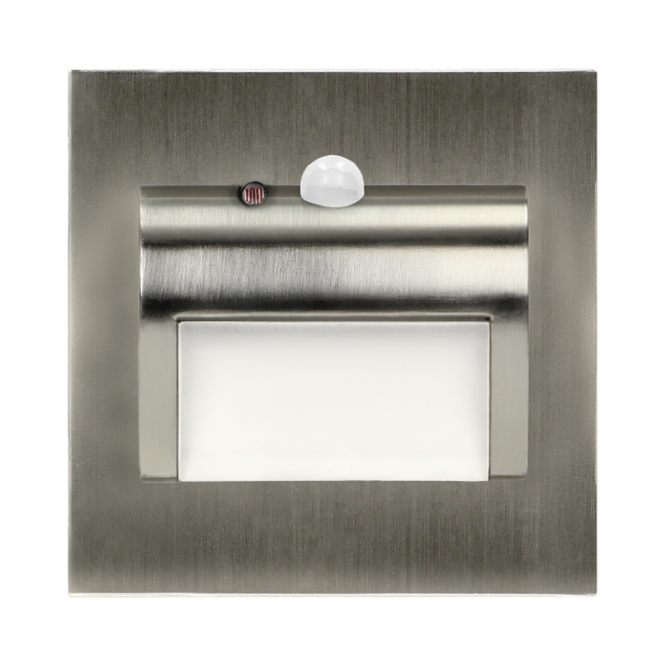 DRACO LED NEW 1.5W, flush-mounted staircase luminaire, 12VDC, 30lm, 6000K, satin, twilight and motion sensor