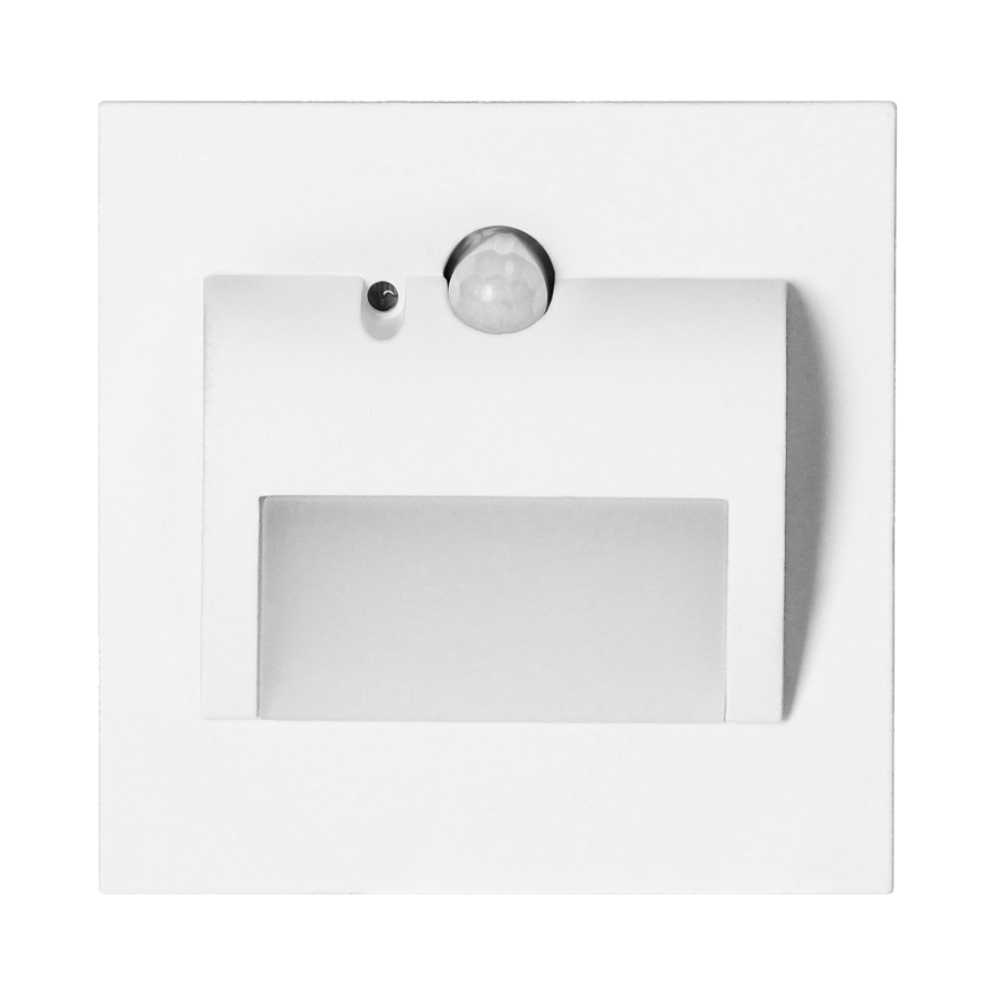 DRACO LED NEW 1.5W, flush-mounted staircase luminaire, 12VDC, 30lm, 6000K, white, twilight and motion sensor