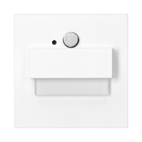 TRACO LED 1.5W, flush-mounted staircase luminaire, 12VDC, 30lm, 3000K, white, twilight and motion sensor