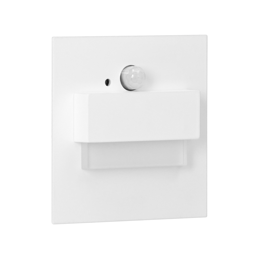 TRACO LED 1.5W, flush-mounted staircase luminaire, 12VDC, 30lm, 3000K, white, twilight and motion sensor