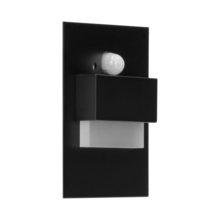 TRACO LED 1,5W, oprawa schodowa podtynkowa, 12VDC, 30lm, 6000K, czarny, czujnik ruchu i zmierzchu