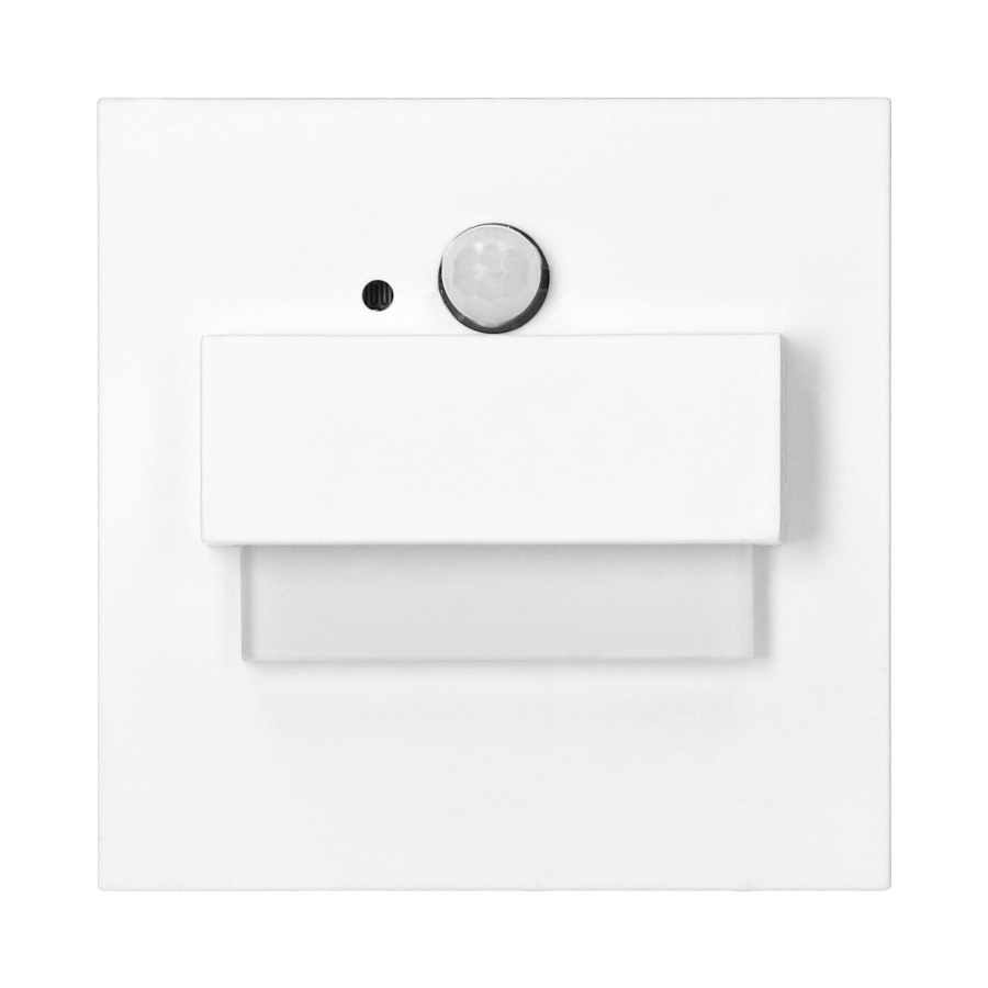 TRACO LED 1.5W, flush-mounted staircase luminaire, 12VDC, 30lm, 6000K, white, twilight and motion sensor