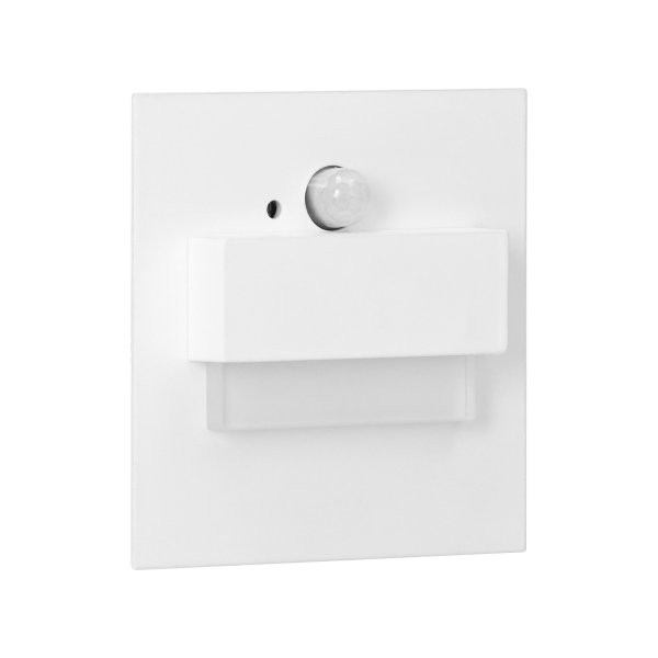 TRACO LED 1.5W, flush-mounted staircase luminaire, 12VDC, 30lm, 6000K, white, twilight and motion sensor