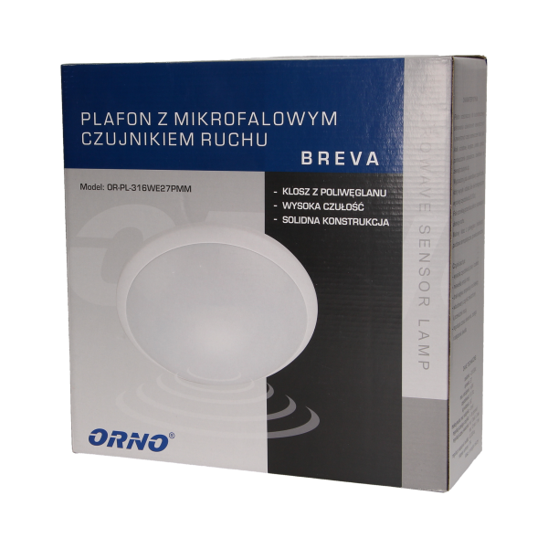 E27 lighting fixture BREVA with microwave sensor, IP44