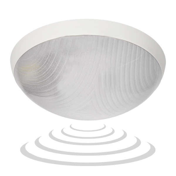 HELM LED 12W, plafon z mikrofalowym czujnikiem ruchu, 1150lm, IP44, 4000K, poliwęglan przeźroczysty, biały